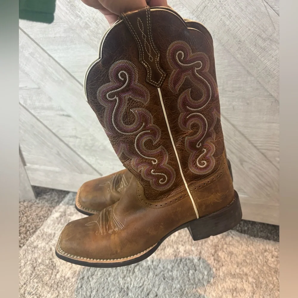 Ariat QuickDraw Brown Leather Western Boots Ladies Woman 7.5 Cowgirl Rodeo - Picture 12 of 12